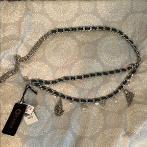 Silver and Blue Chain Belt with Charms